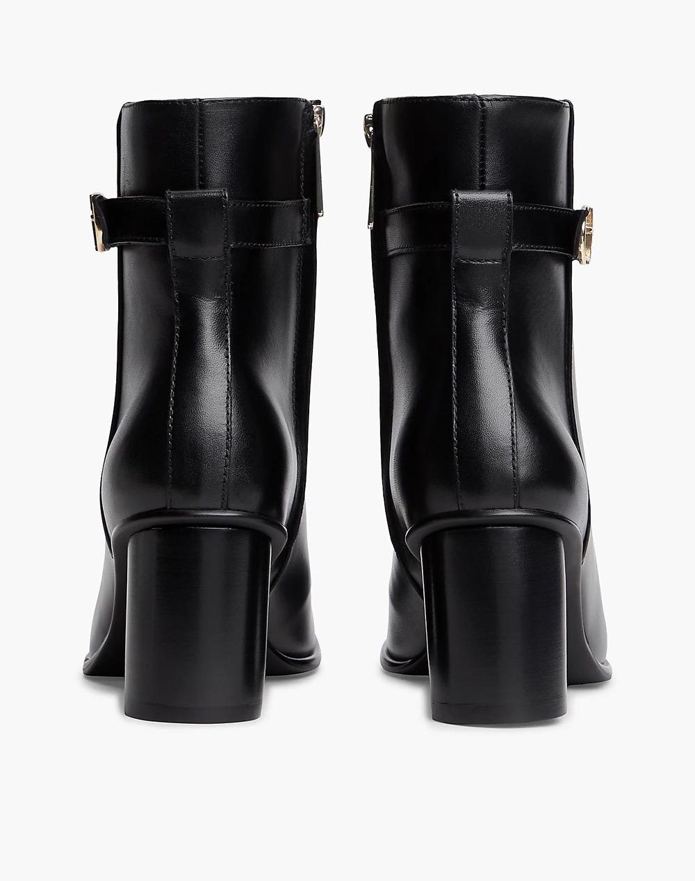 TOMMY HILFIGER TH STRAP LEATHER BLOCK HEEL BOOT