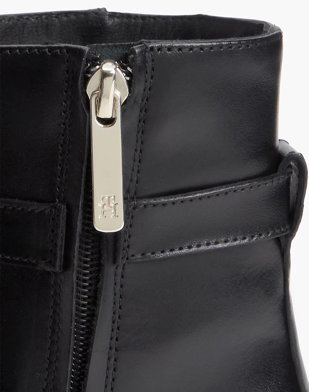 TOMMY HILFIGER TH STRAP LEATHER BLOCK HEEL BOOT