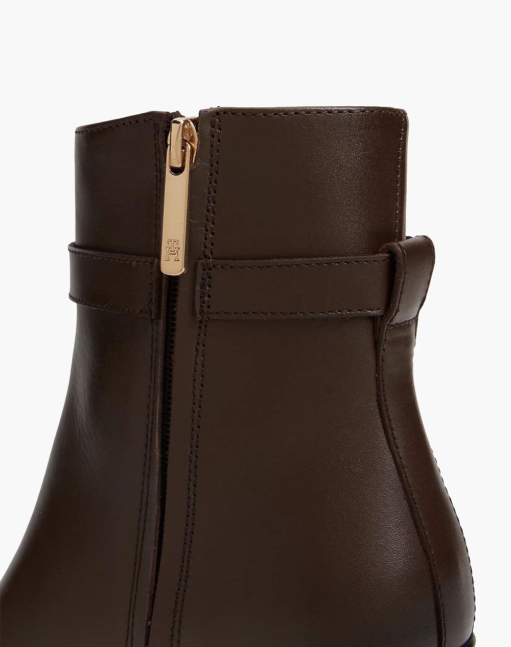 TOMMY HILFIGER TH STRAP LEATHER BLOCK HEEL BOOT