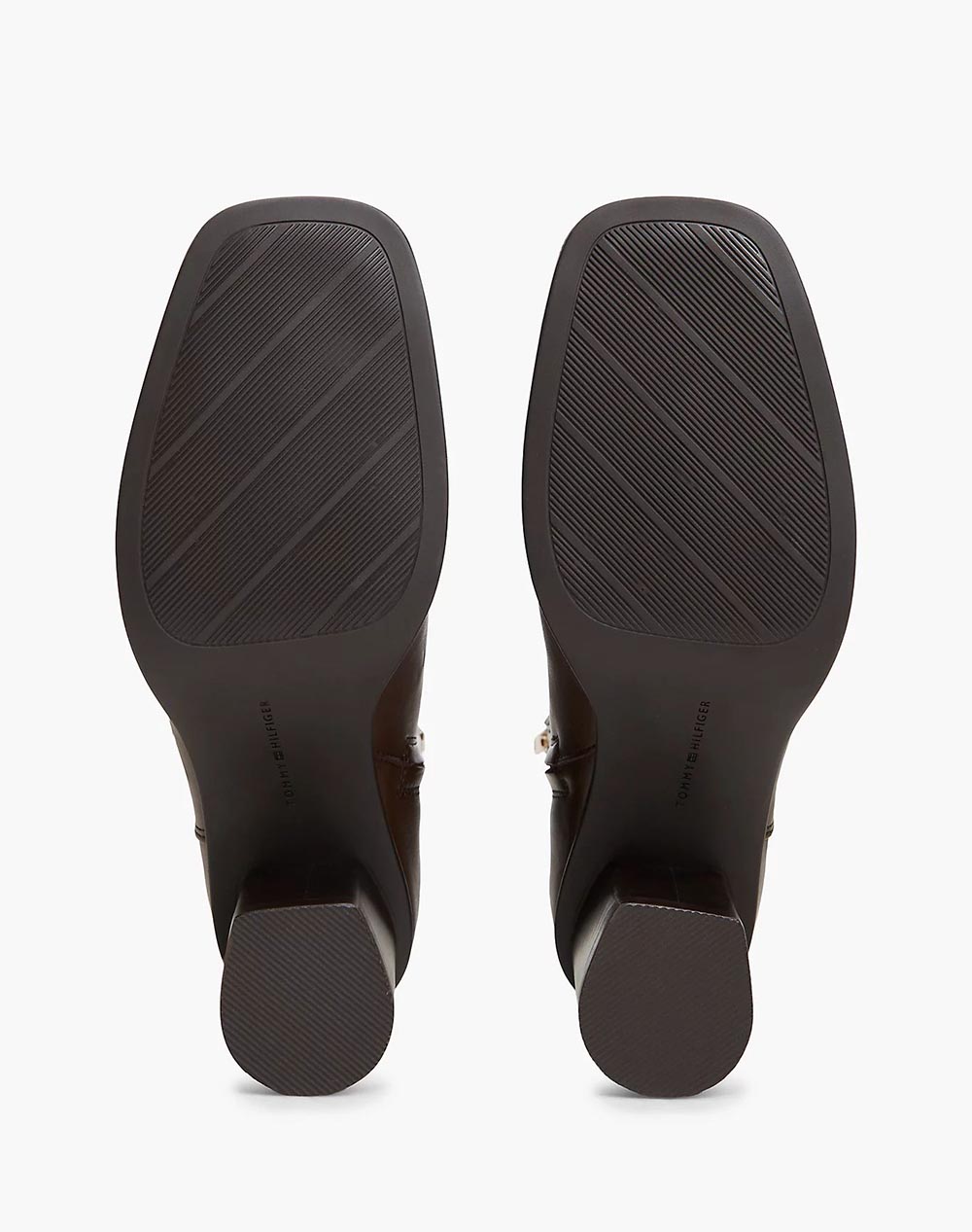 TOMMY HILFIGER TH STRAP LEATHER BLOCK HEEL BOOT