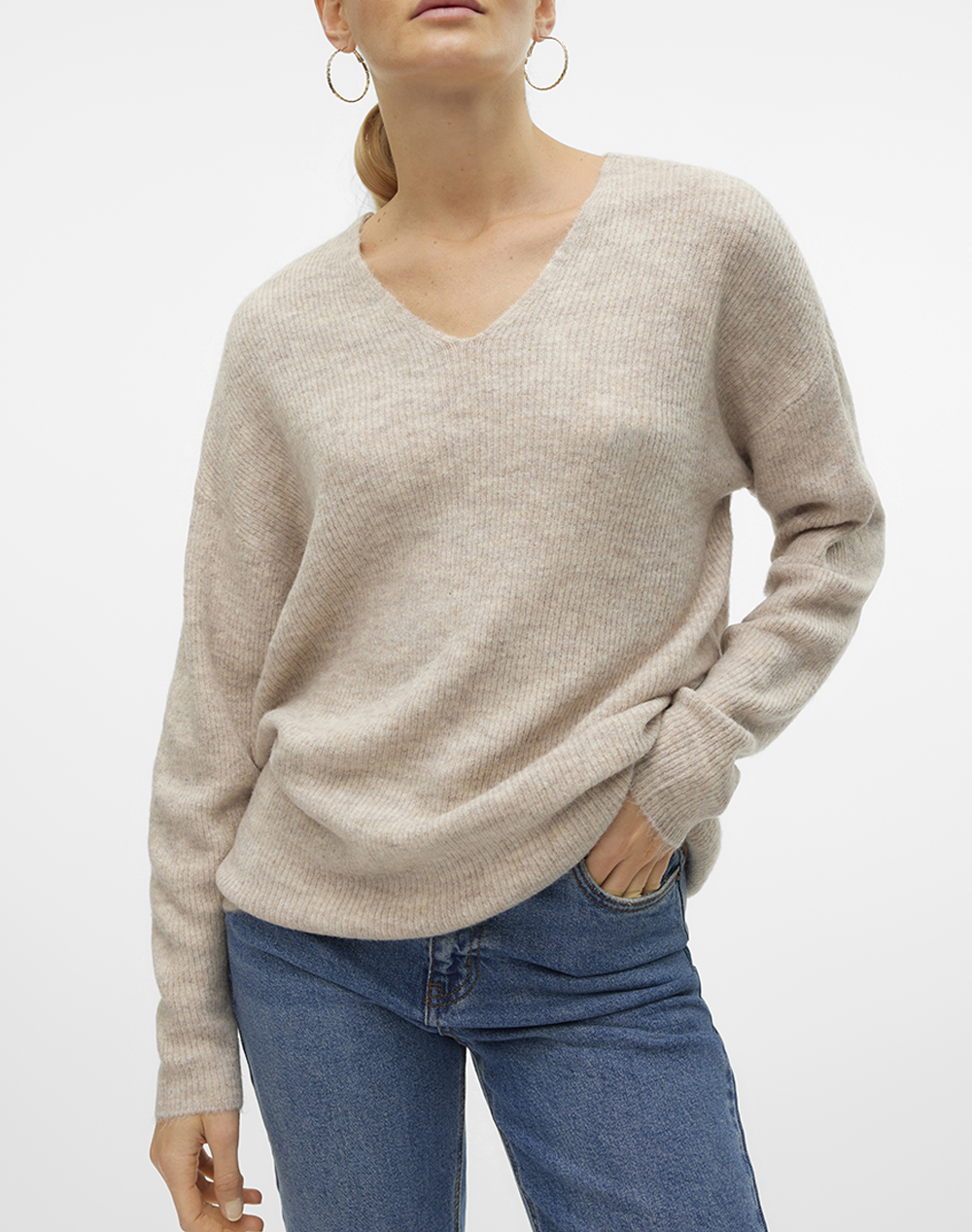 VERO MODA VMCREWLEFILE LS V-NECK BLOUSE NOOS