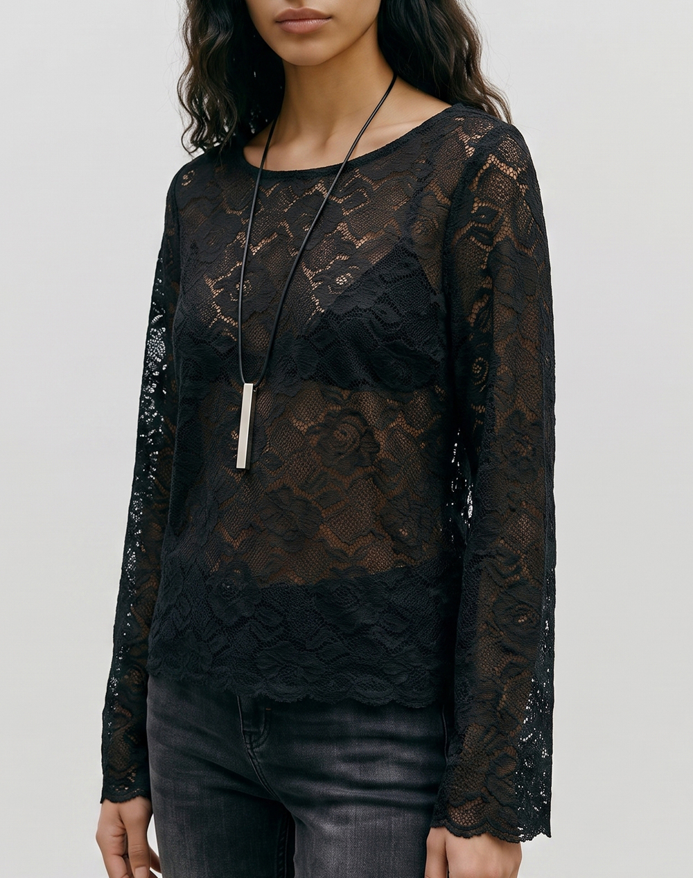 VERO MODA VMBLOOM LACE L/S BOAT NECK TOP WVN