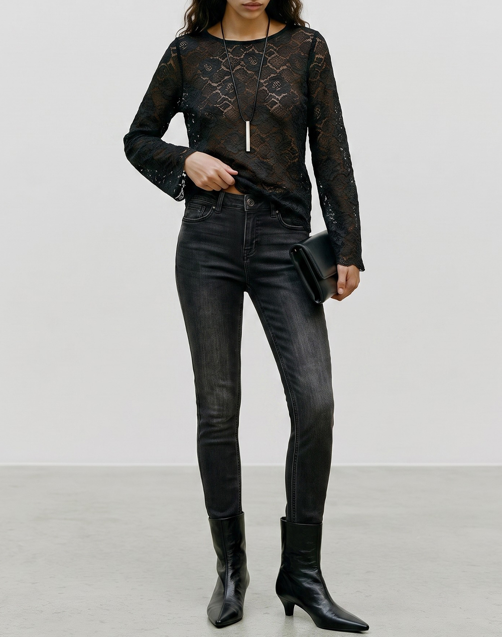 VERO MODA VMBLOOM LACE L/S BOAT NECK TOP WVN