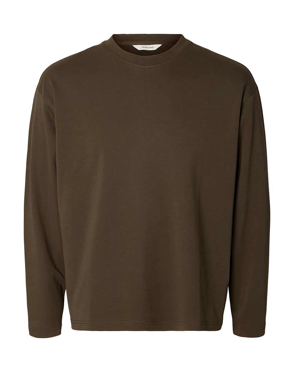 SELECTED SLMTAJ HEAVY LS O-NECK TEE