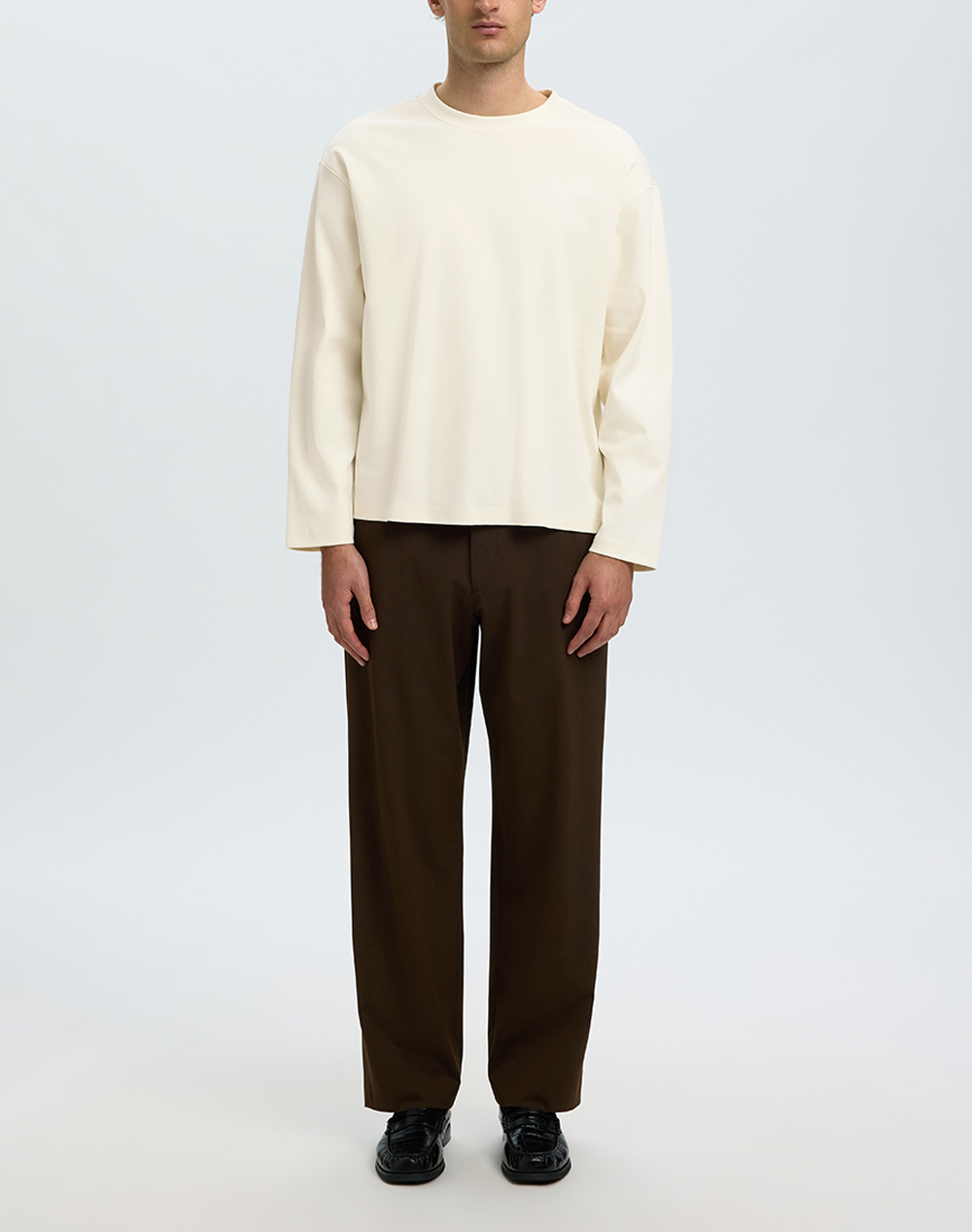 SELECTED SLMTAJ HEAVY LS O-NECK TEE