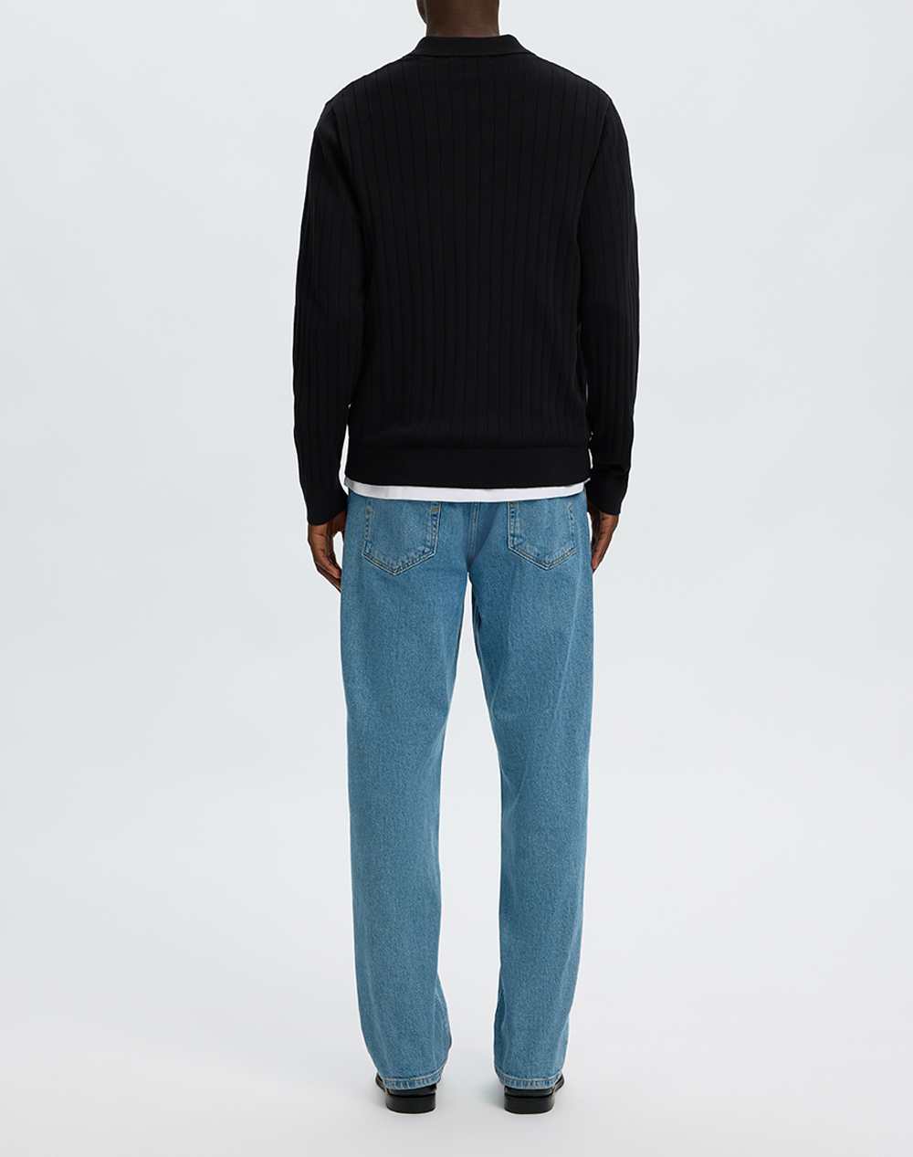 SELECTED SLMTORINO LS KNIT RIB POLO NOOS