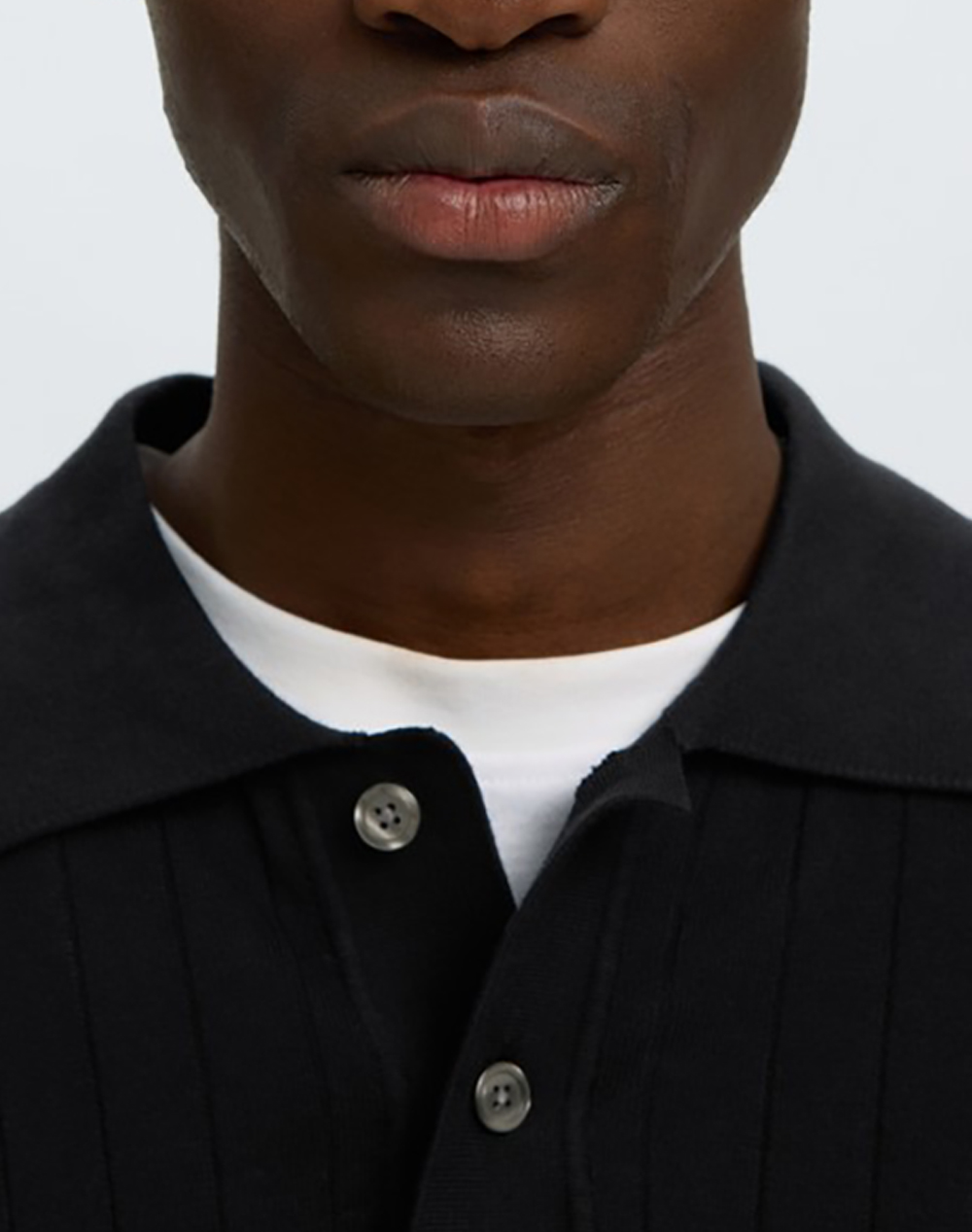 SELECTED SLMTORINO LS KNIT RIB POLO NOOS