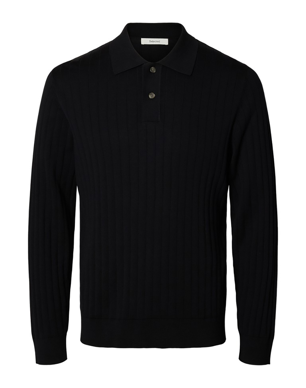 SELECTED SLMTORINO LS KNIT RIB POLO NOOS