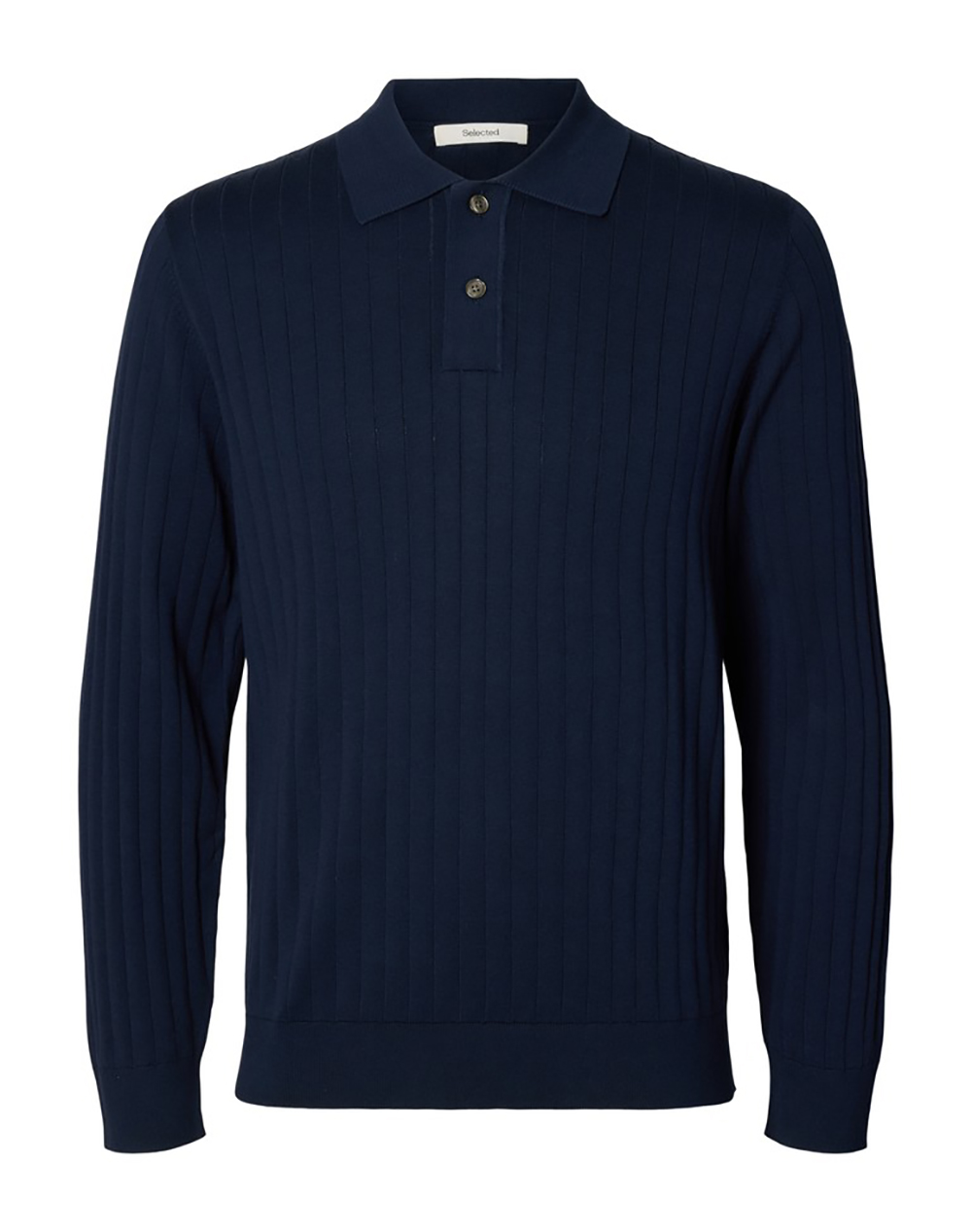 SELECTED SLMTORINO LS KNIT RIB POLO NOOS