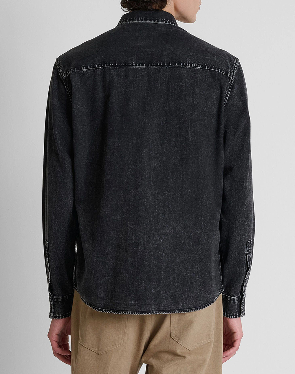 ANTONY MORATO MMSL00806FA700173 MIN OF 4 SHIRT LONG SLEEVES DALLAS REGULAR FIT IN WASHED DENIM COTTON WITH LOGO MEETAL PLAQUETTE ΠΟΥΚΑΜΙΣΟ ΑΝΔΡΙΚΟ