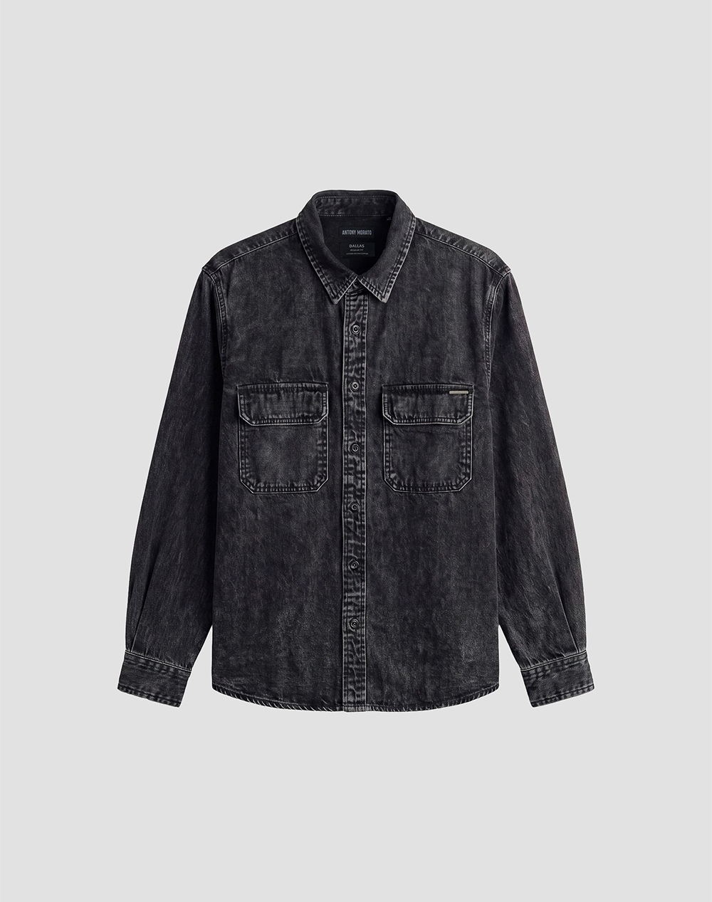 ANTONY MORATO MMSL00806FA700173 MIN OF 4 SHIRT LONG SLEEVES DALLAS REGULAR FIT IN WASHED DENIM COTTON WITH LOGO MEETAL PLAQUETTE ΠΟΥΚΑΜΙΣΟ ΑΝΔΡΙΚΟ