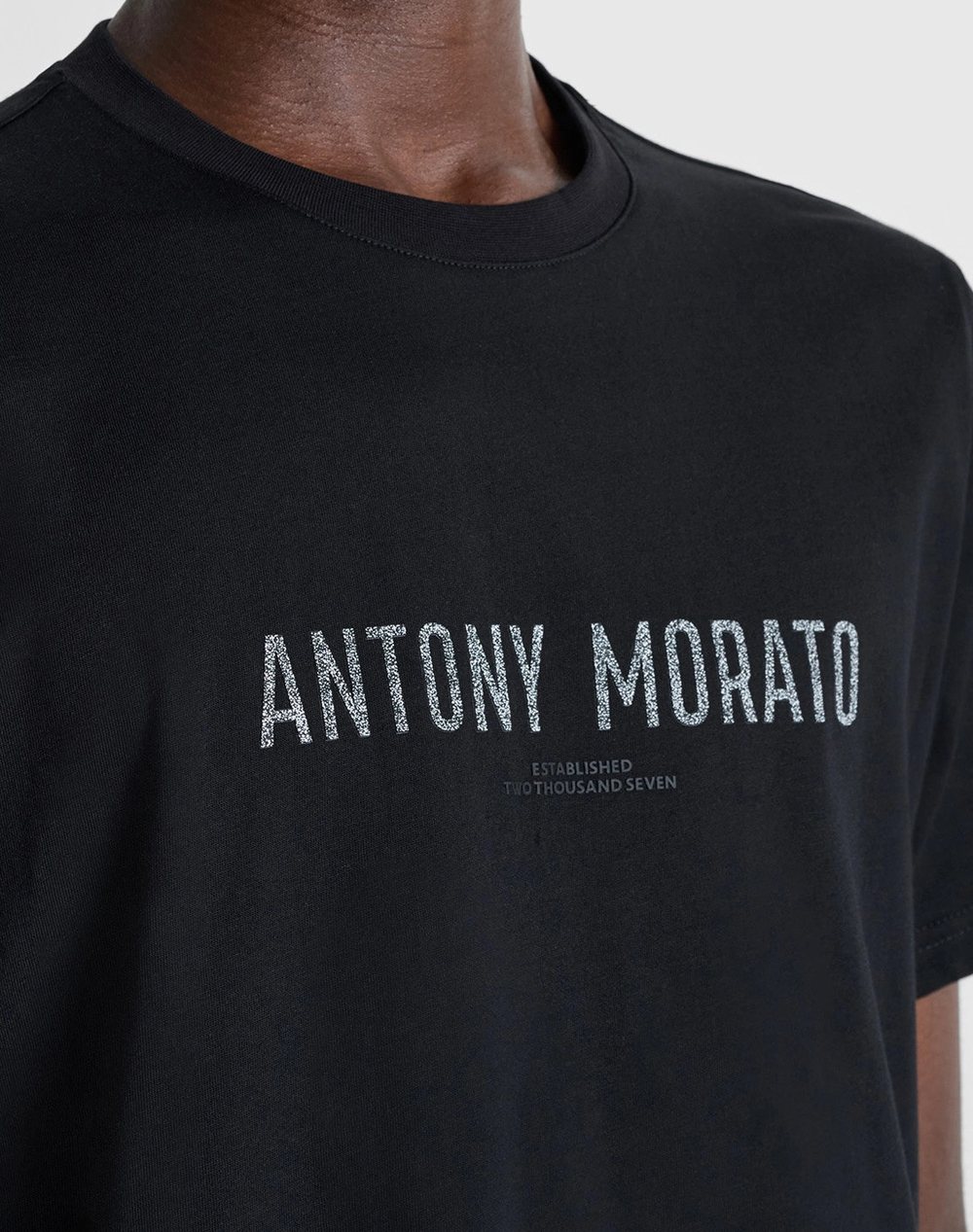 ANTONY MORATO MMKS02695FA100240 T-SHIRT REGULAR FIT IN JERSEY COTTON FABRIC WITH MATT PLASTIC AND FLOCK PRINT БЛУЗА ЗА МЪЖЕ