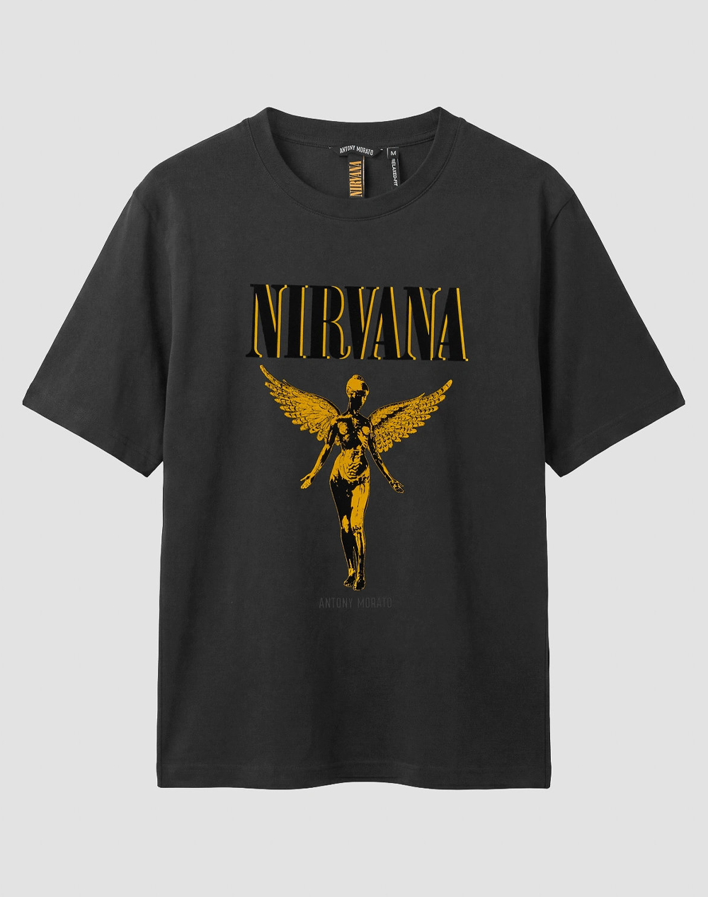 ANTONY MORATO MMKS02717FA100240 T-SHIRT RELAXED FIT IN JERSEY COTTON FABRIC WITH FLOCK PRINT ON FRONT NIRVANA БЛУЗА ЗА МЪЖЕ