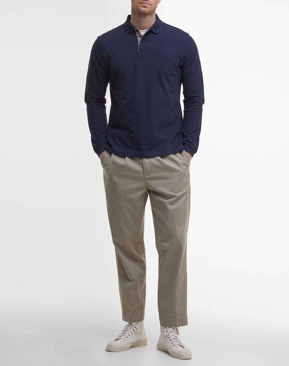 BARBOUR BARBOUR ESSENTIAL L/S TARTAN PIQUE POLO SHIRT