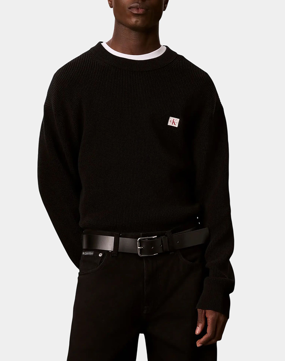 CALVIN KLEIN JEANS LS CLSC CTTN WFL CRWNK SWTR 9GG