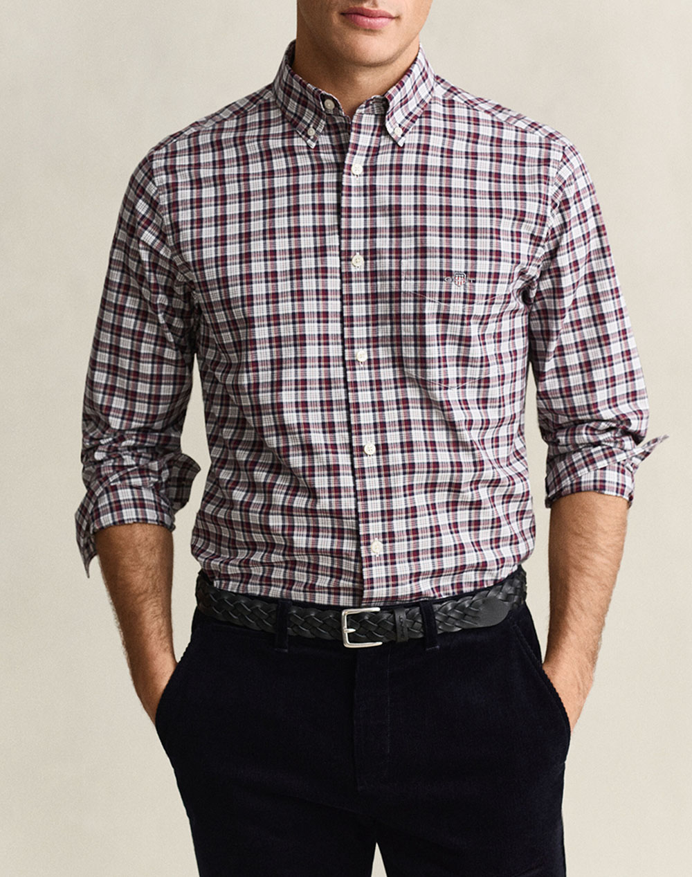 GANT РИЗА С ДЪЛЪГ РЪКАВ REG POPLIN CHECK SHIRT