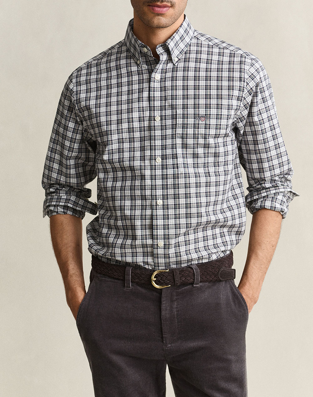 GANT РИЗА С ДЪЛЪГ РЪКАВ REG POPLIN CHECK SHIRT