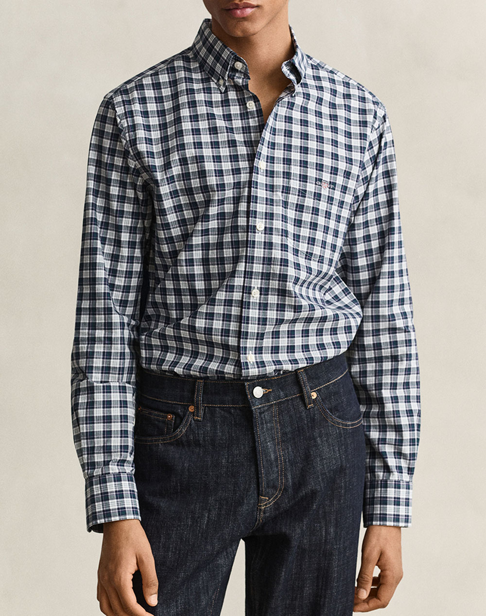 GANT РИЗА С ДЪЛЪГ РЪКАВ REG POPLIN CHECK SHIRT