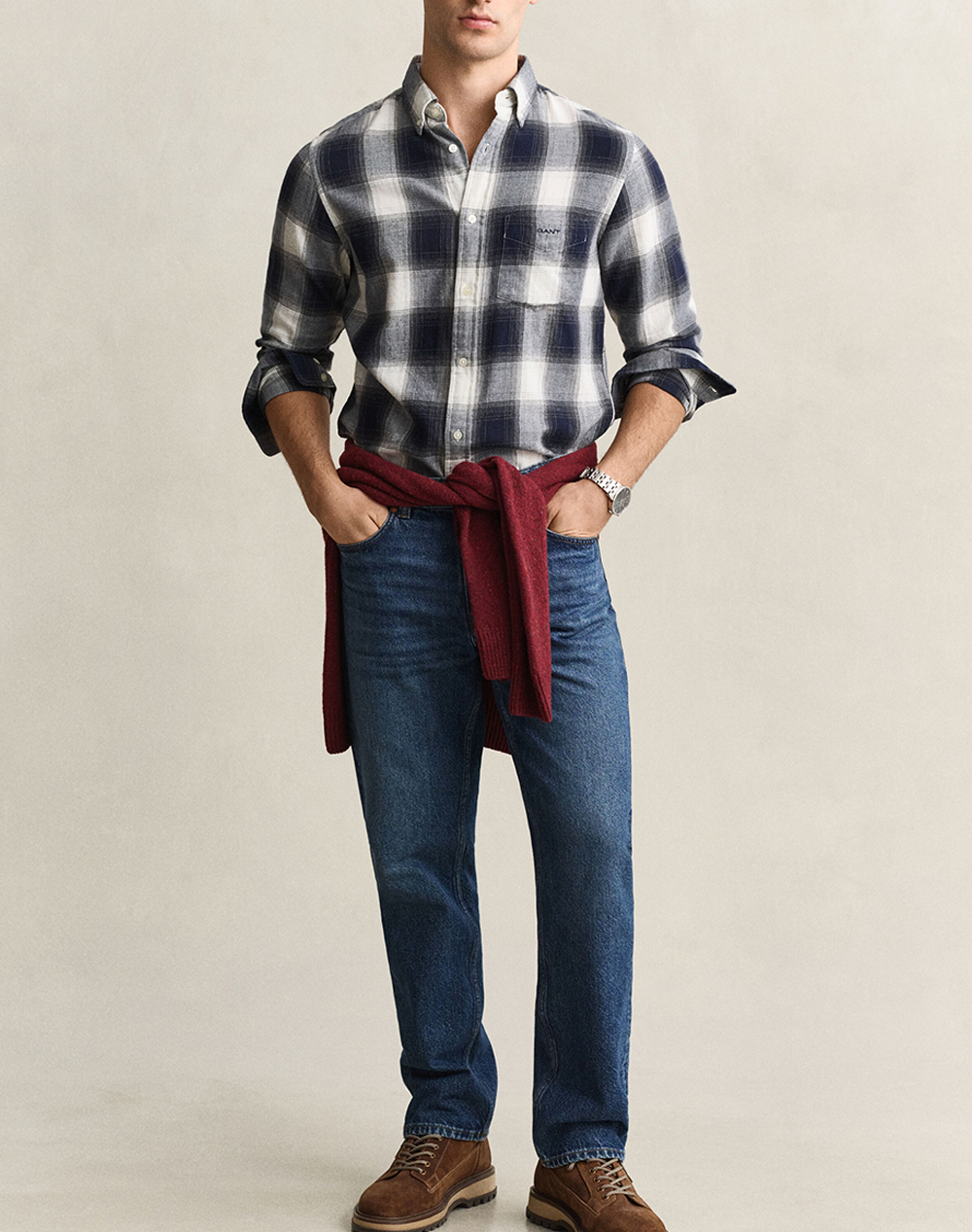 GANT РИЗА ДЪЛЪГ РЪКАВ REG WINDBLOWN FLANNEL CHECK SHIRT