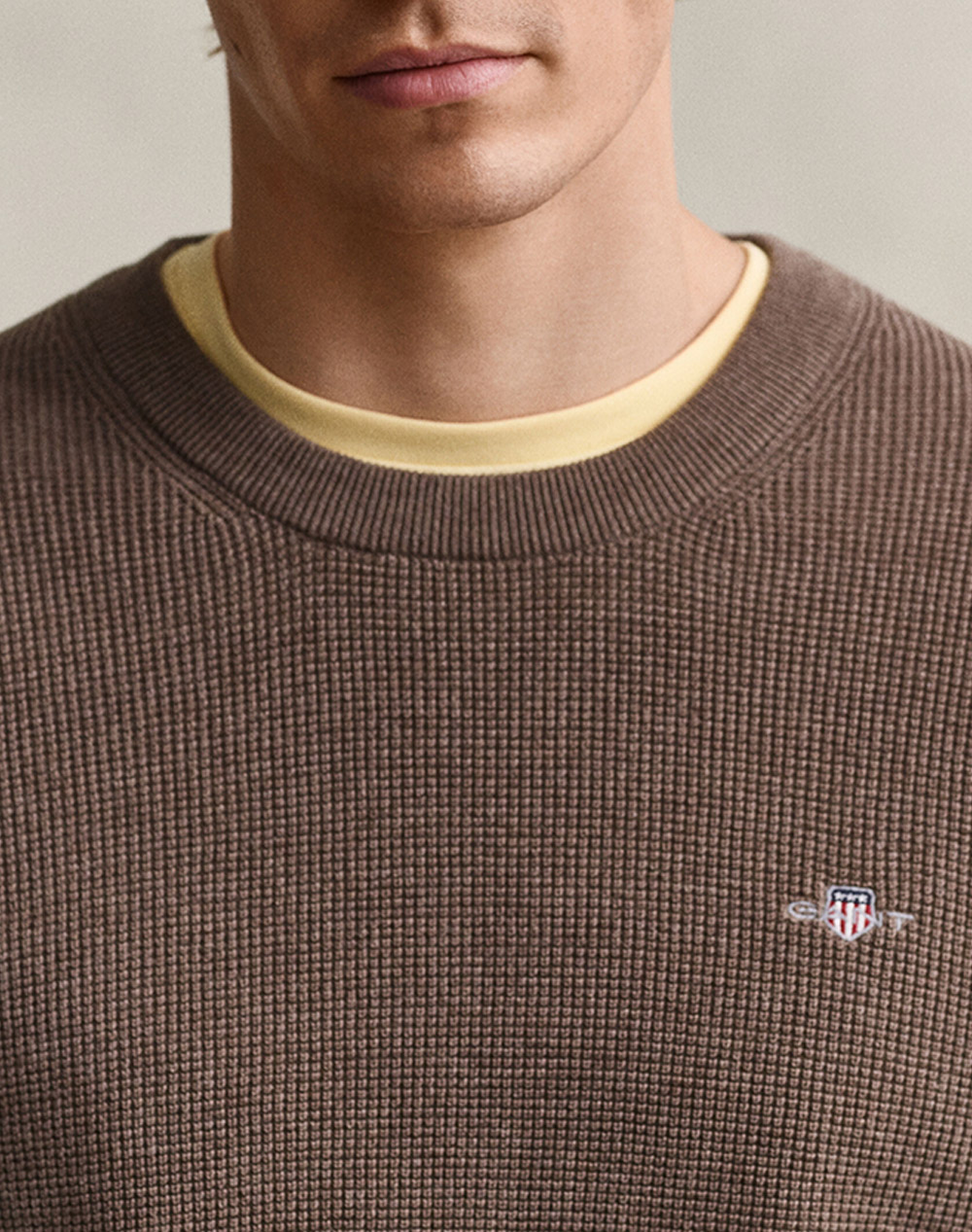 GANT ПУЛОВЕР С ДЪЛЪГ РЪКАВ MICRO TEXTURED COTTON C-NECK