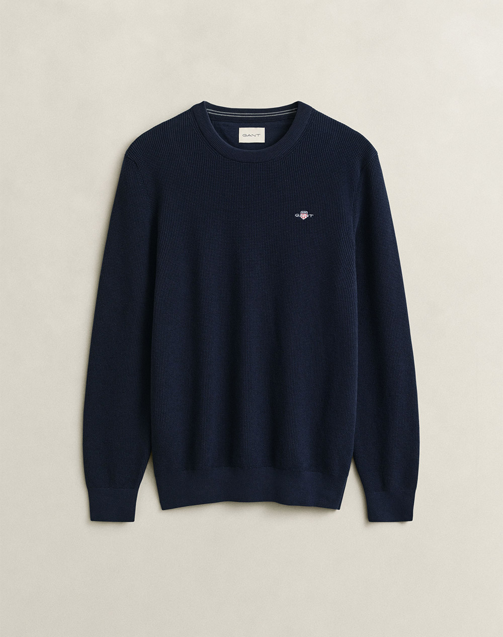 GANT ПУЛОВЕР С ДЪЛЪГ РЪКАВ MICRO TEXTURED COTTON C-NECK