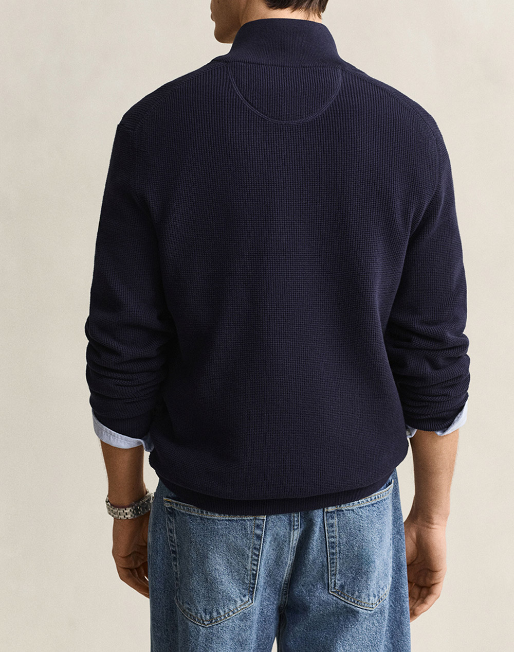 GANT ПУЛОВЕР С ДЪЛЪГ РЪКАВ MICRO TEXTURED COTTON HALF ZIP