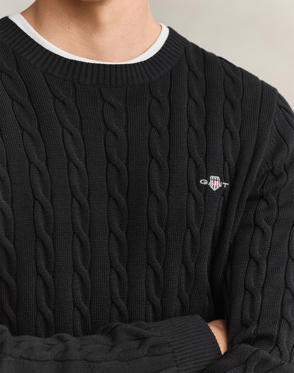 GANT ПУЛОВЕР С ДЪЛЪГ РЪКАВ COTTON CABLE C-NECK