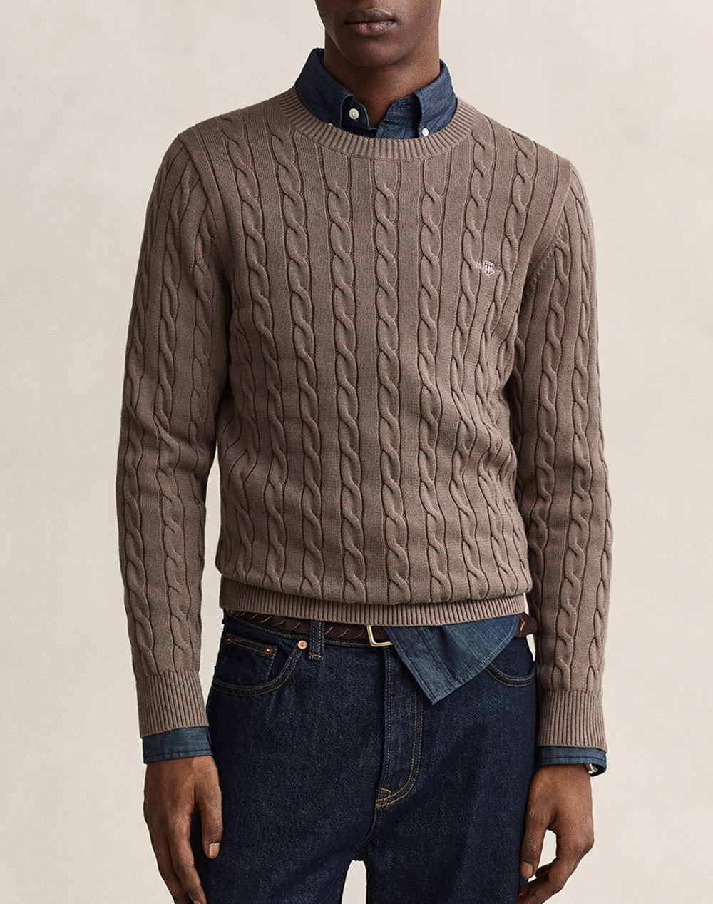 GANT ПУЛОВЕР С ДЪЛЪГ РЪКАВ COTTON CABLE C-NECK