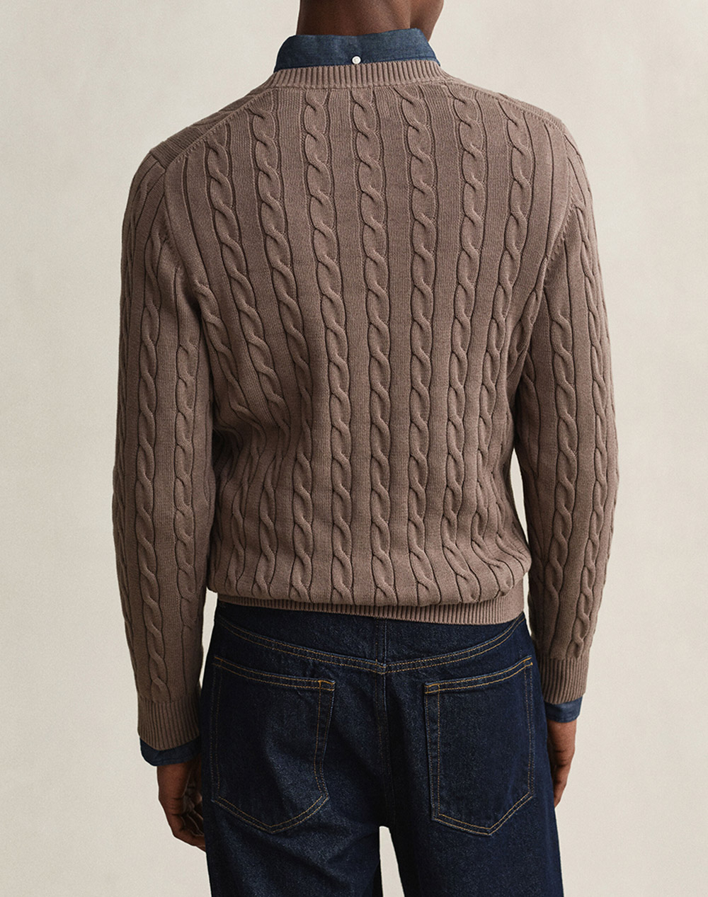 GANT ПУЛОВЕР С ДЪЛЪГ РЪКАВ COTTON CABLE C-NECK