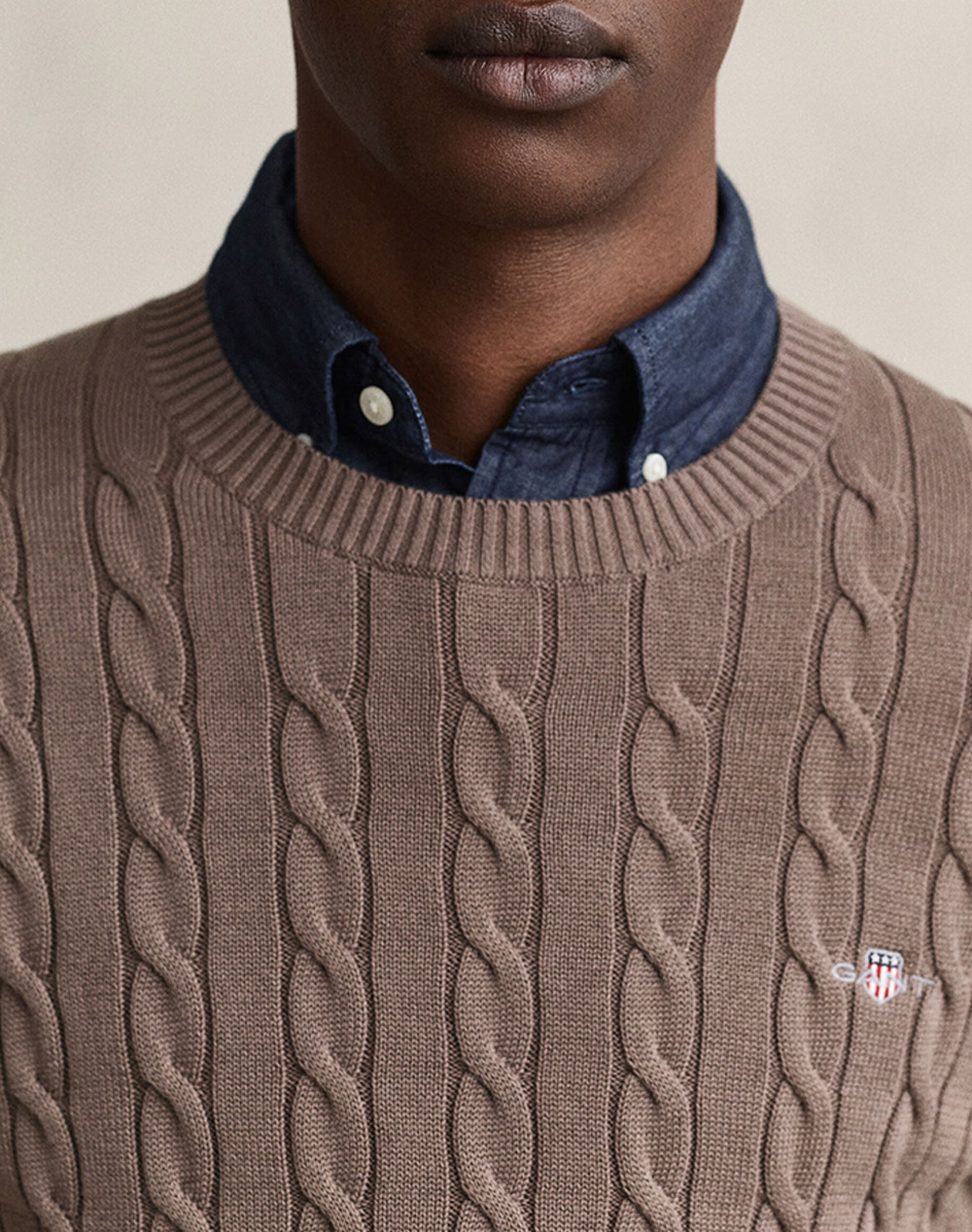 GANT ПУЛОВЕР С ДЪЛЪГ РЪКАВ COTTON CABLE C-NECK