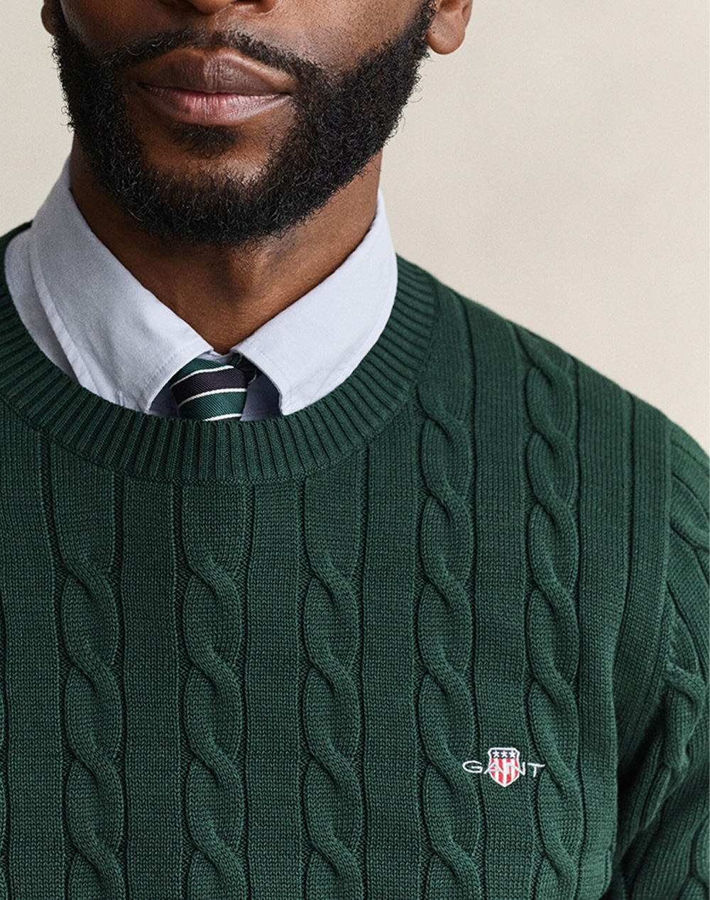 GANT ПУЛОВЕР С ДЪЛЪГ РЪКАВ COTTON CABLE C-NECK