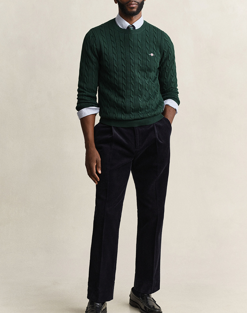 GANT ПУЛОВЕР С ДЪЛЪГ РЪКАВ COTTON CABLE C-NECK