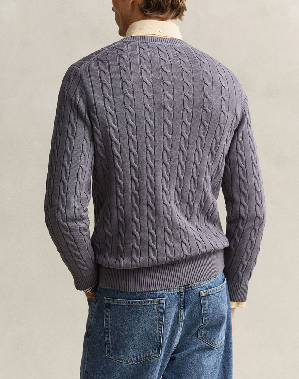 GANT ПУЛОВЕР С ДЪЛЪГ РЪКАВ COTTON CABLE C-NECK