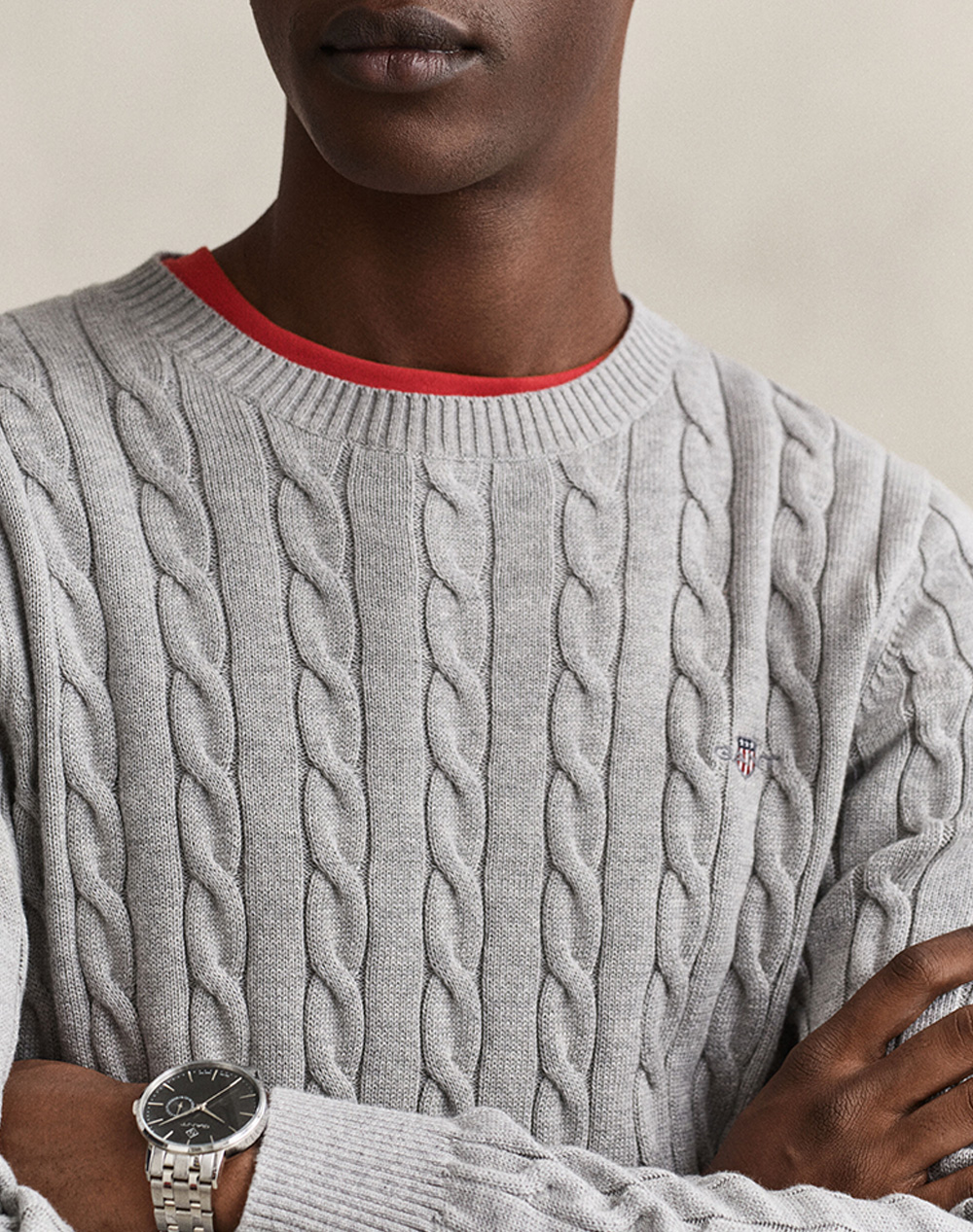 GANT ПУЛОВЕР С ДЪЛЪГ РЪКАВ COTTON CABLE C-NECK