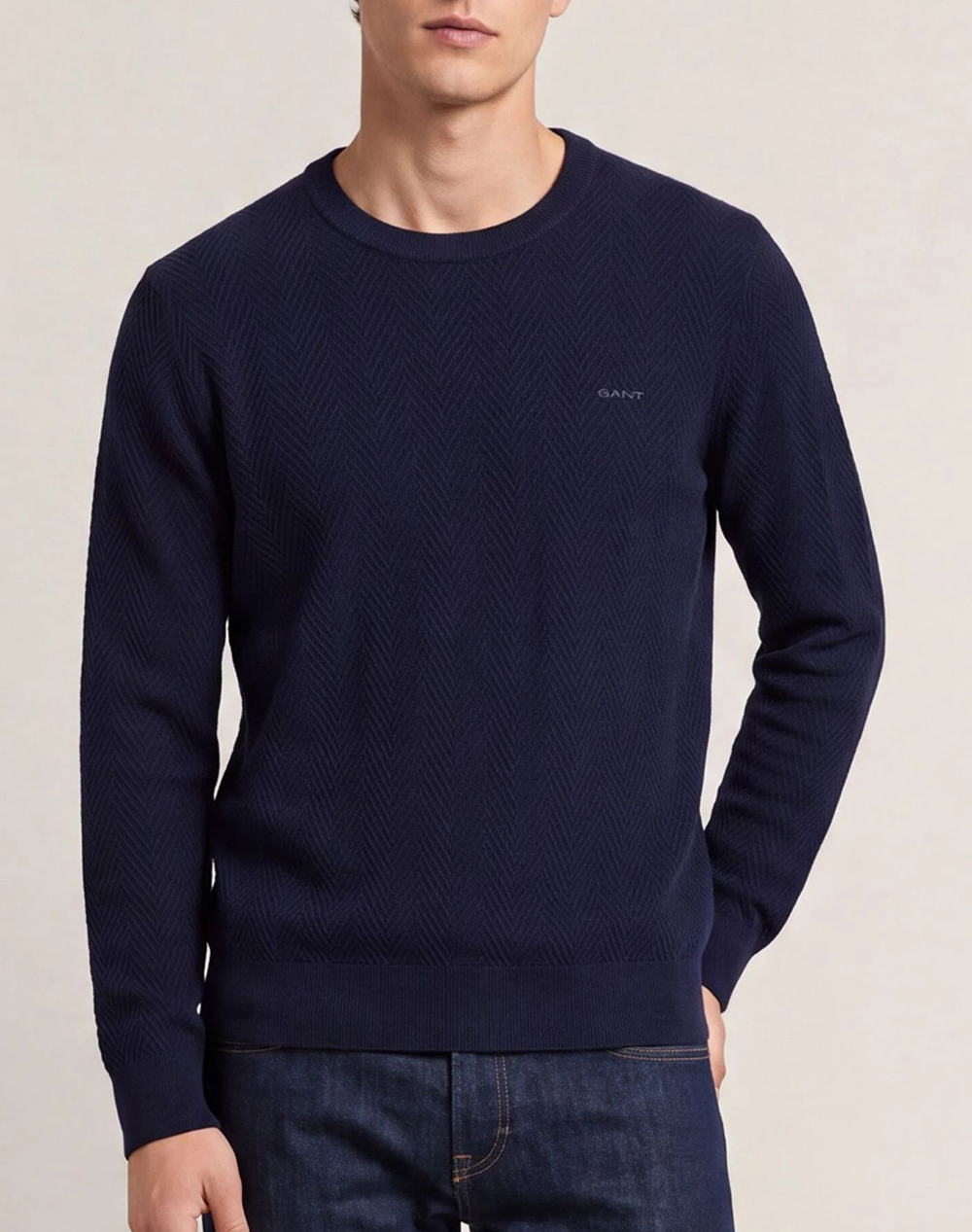 GANT ПУЛОВЕР С ДЪЛГИ РЪКАВИ HERRINGBONE SIZE TEXTURED C-NECK