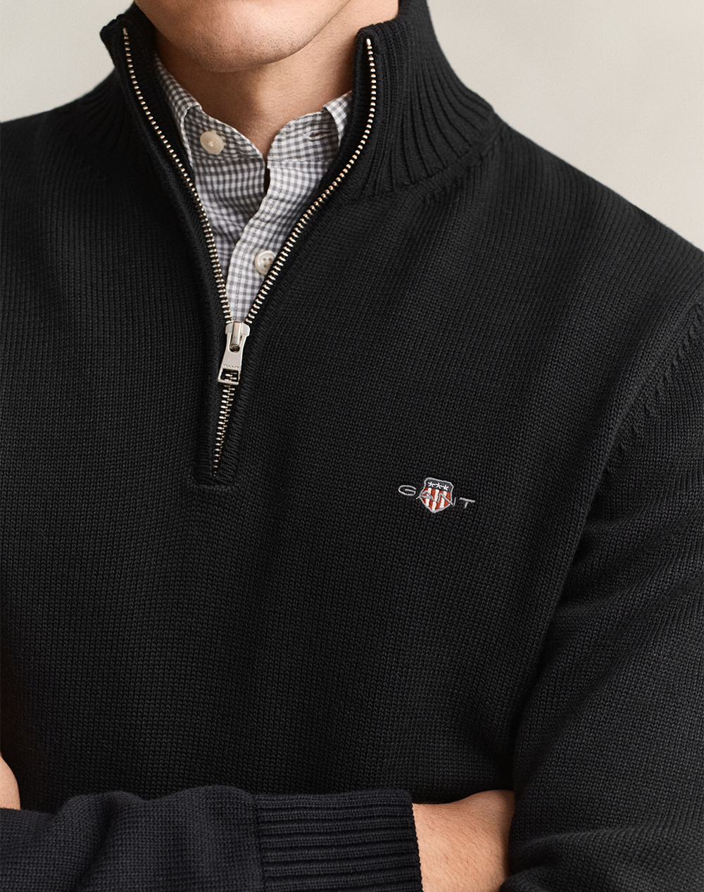 GANT ПУЛОВЕР ДЪЛЪГ РЪКАВ CASUAL COTTON HALF ZIP