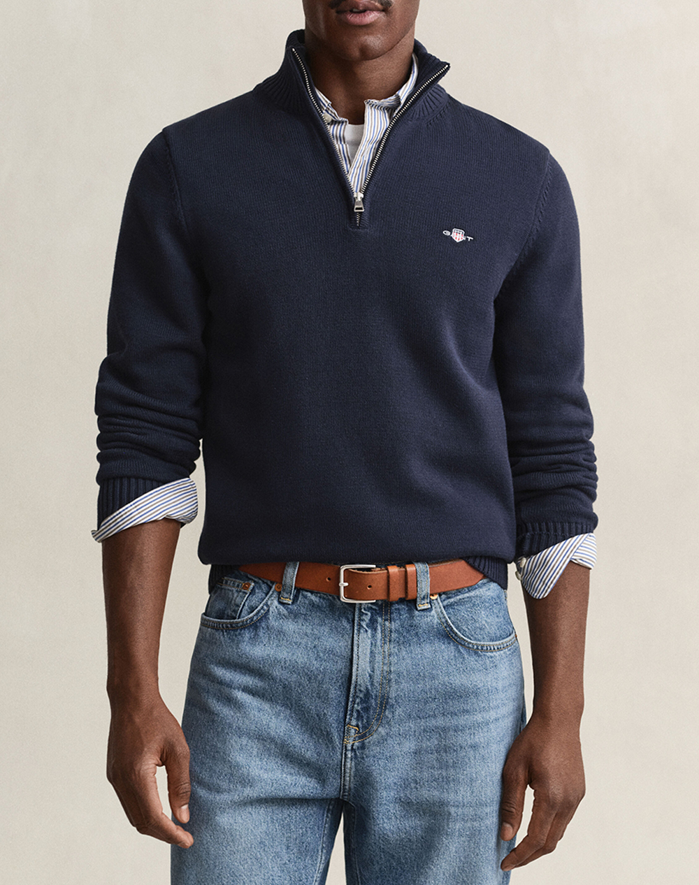 GANT ПУЛОВЕР ДЪЛЪГ РЪКАВ CASUAL COTTON HALF ZIP