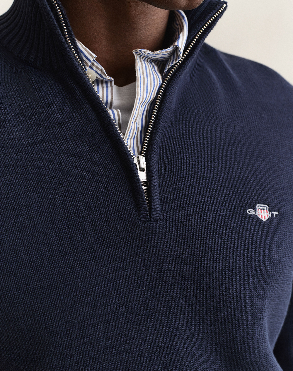 GANT ПУЛОВЕР ДЪЛЪГ РЪКАВ CASUAL COTTON HALF ZIP