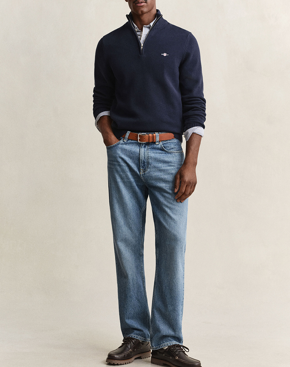 GANT ПУЛОВЕР ДЪЛЪГ РЪКАВ CASUAL COTTON HALF ZIP