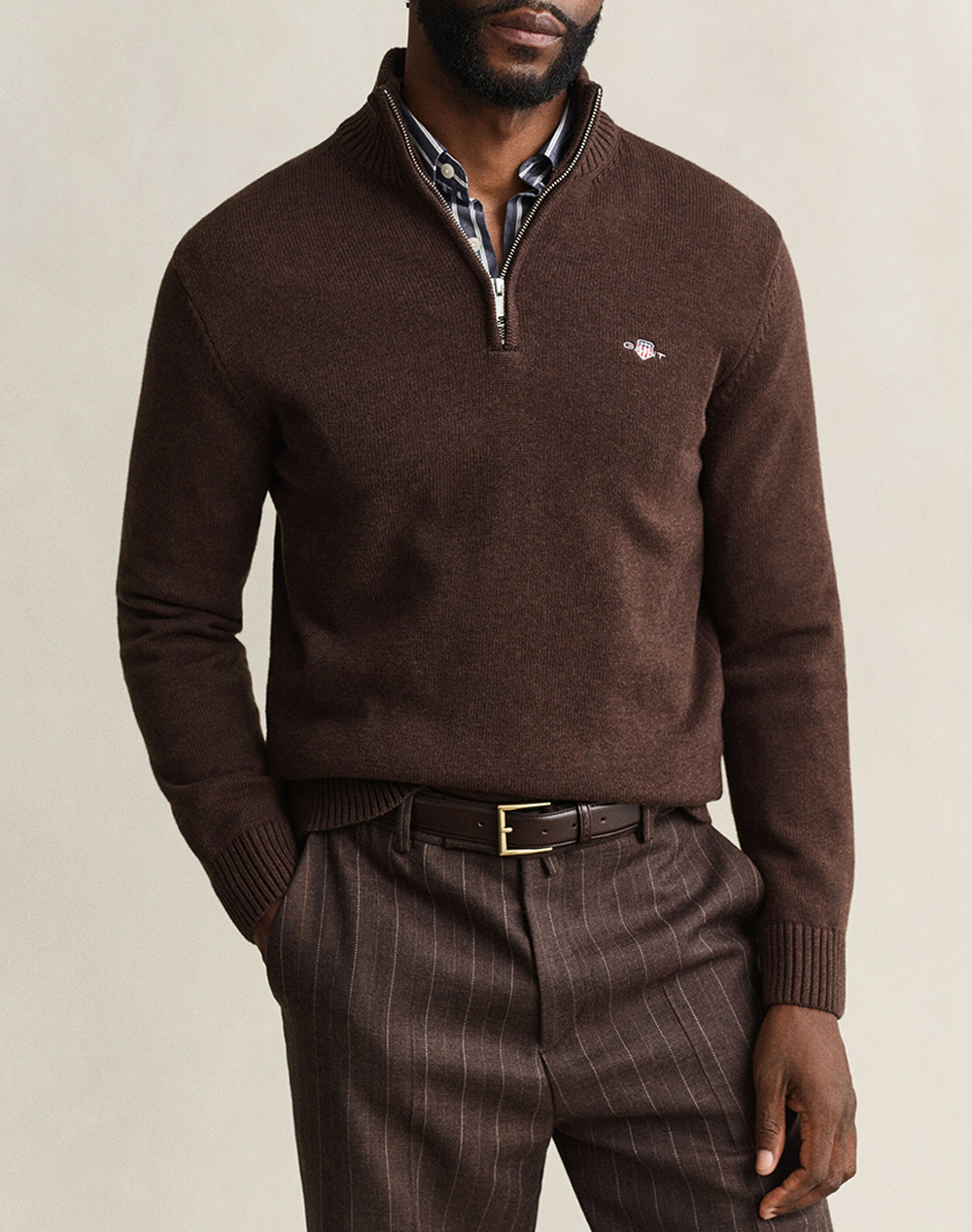 GANT ПУЛОВЕР ДЪЛЪГ РЪКАВ CASUAL COTTON HALF ZIP