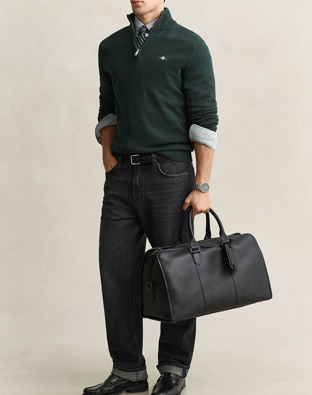GANT ПУЛОВЕР ДЪЛЪГ РЪКАВ CASUAL COTTON HALF ZIP