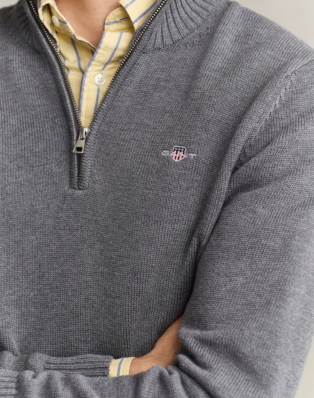 GANT ПУЛОВЕР ДЪЛЪГ РЪКАВ CASUAL COTTON HALF ZIP