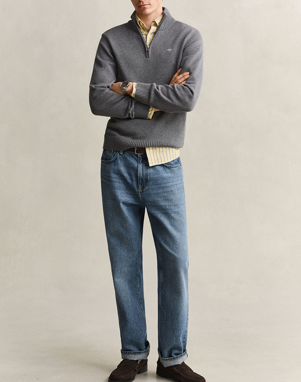GANT ПУЛОВЕР ДЪЛЪГ РЪКАВ CASUAL COTTON HALF ZIP