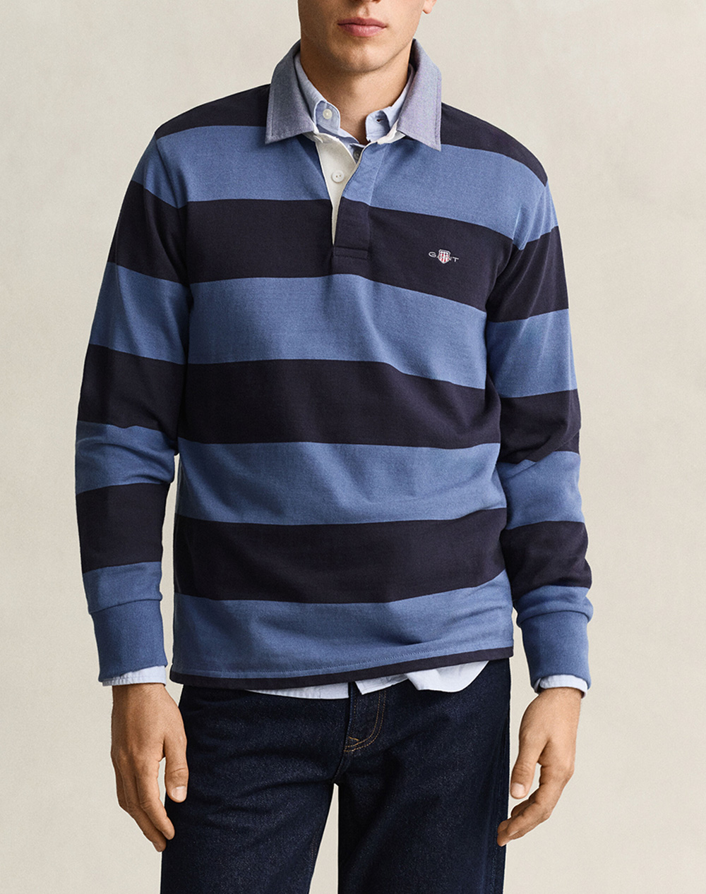 GANT БЛУЗА С ДЪЛЪГ РЪКАВ REG CHAMBRAY STRIPE HEAVY RUGGER