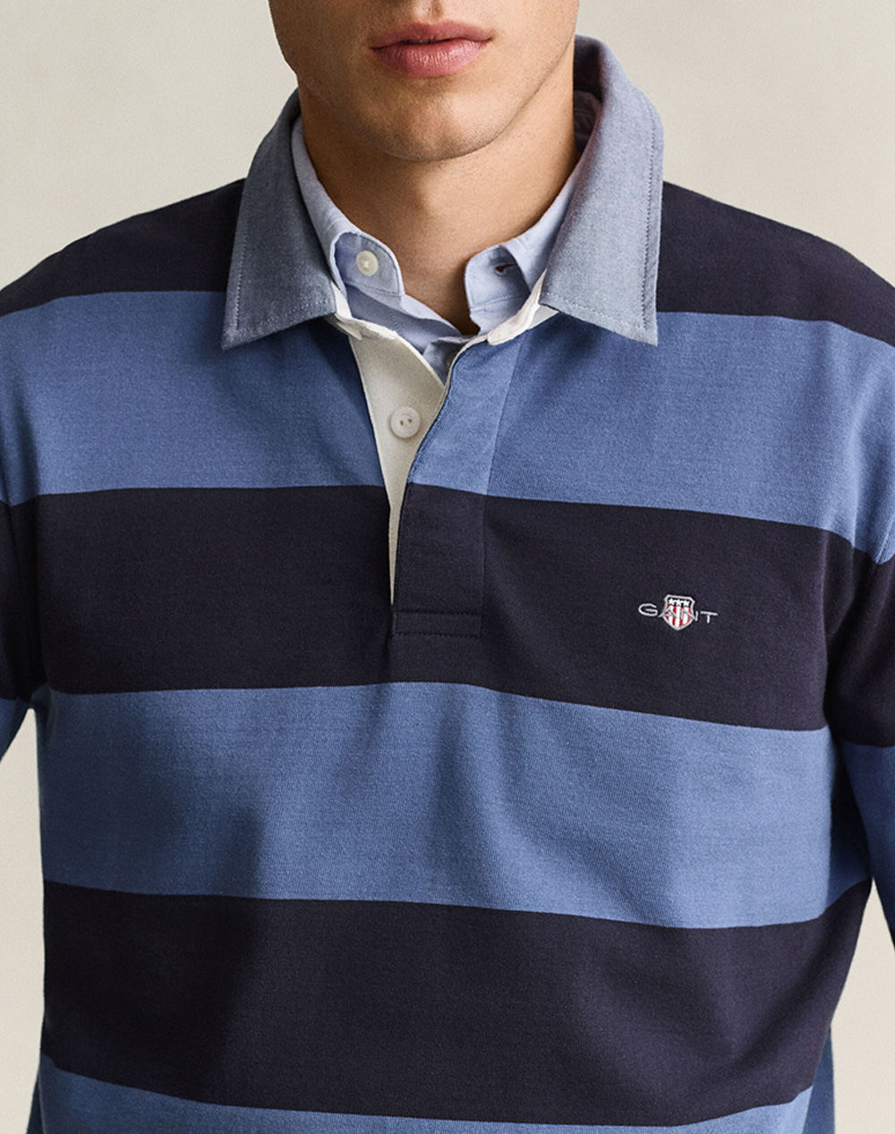 GANT БЛУЗА С ДЪЛЪГ РЪКАВ REG CHAMBRAY STRIPE HEAVY RUGGER
