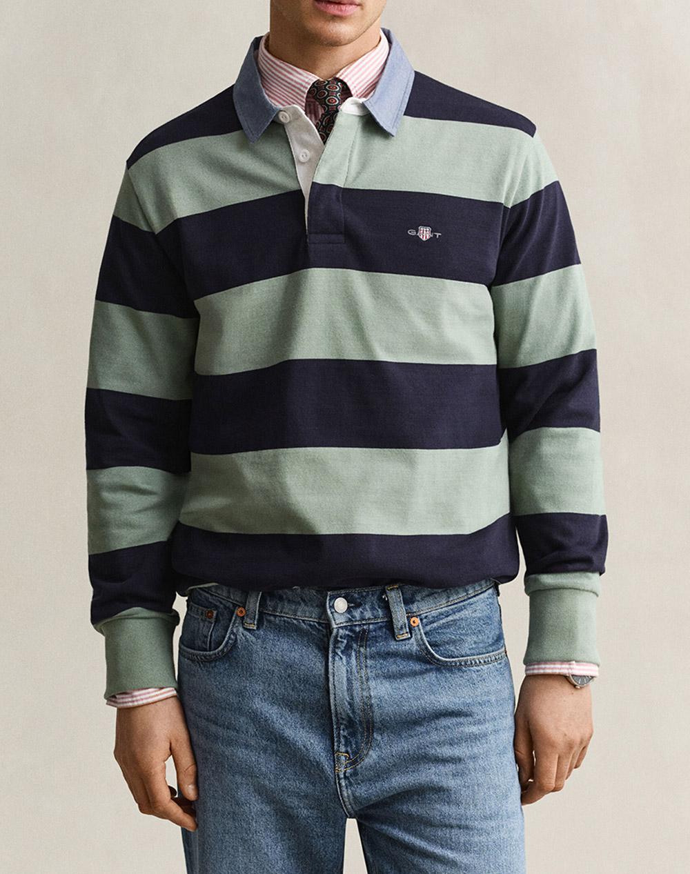 GANT БЛУЗА С ДЪЛЪГ РЪКАВ REG CHAMBRAY STRIPE HEAVY RUGGER