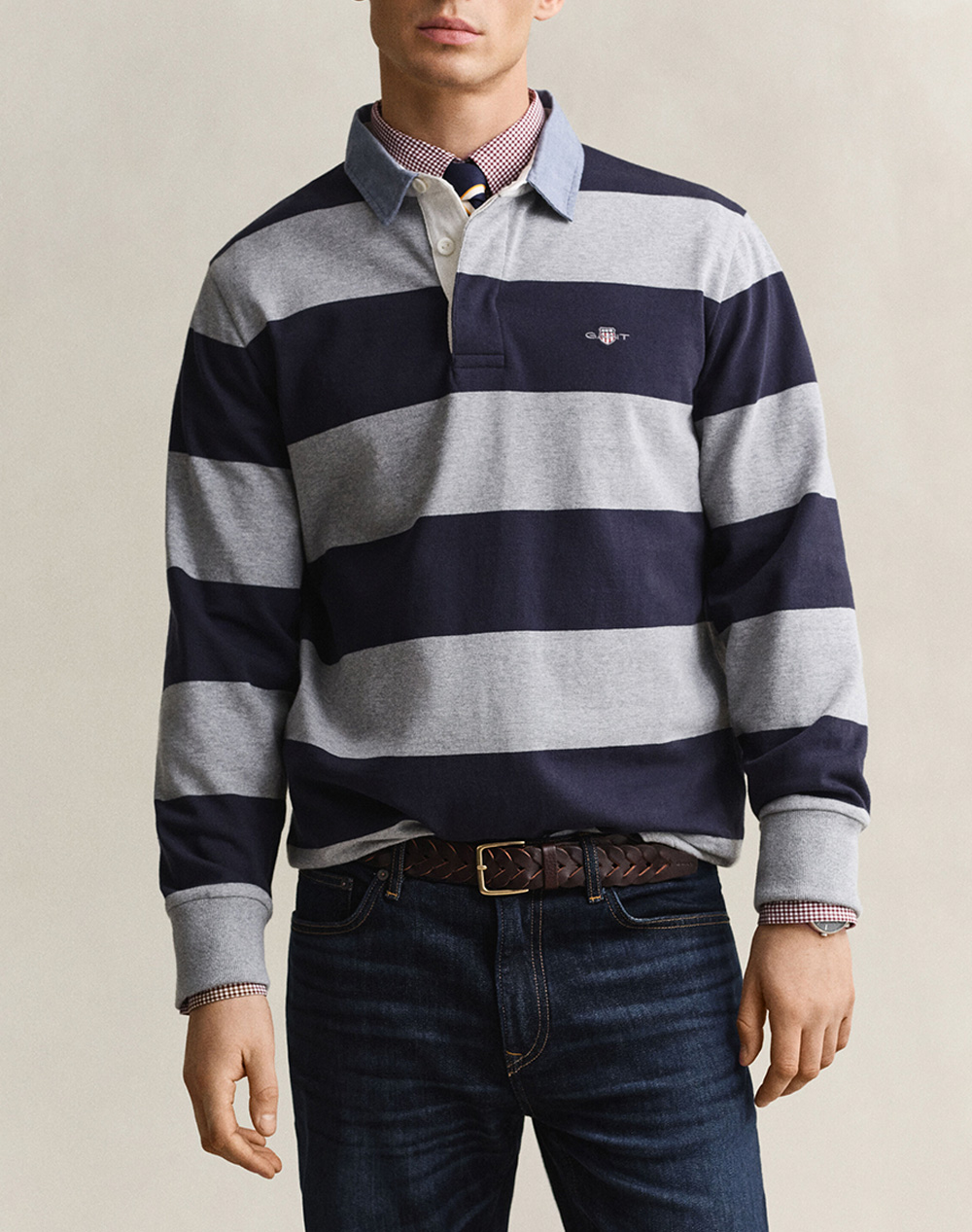 GANT БЛУЗА С ДЪЛЪГ РЪКАВ REG CHAMBRAY STRIPE HEAVY RUGGER