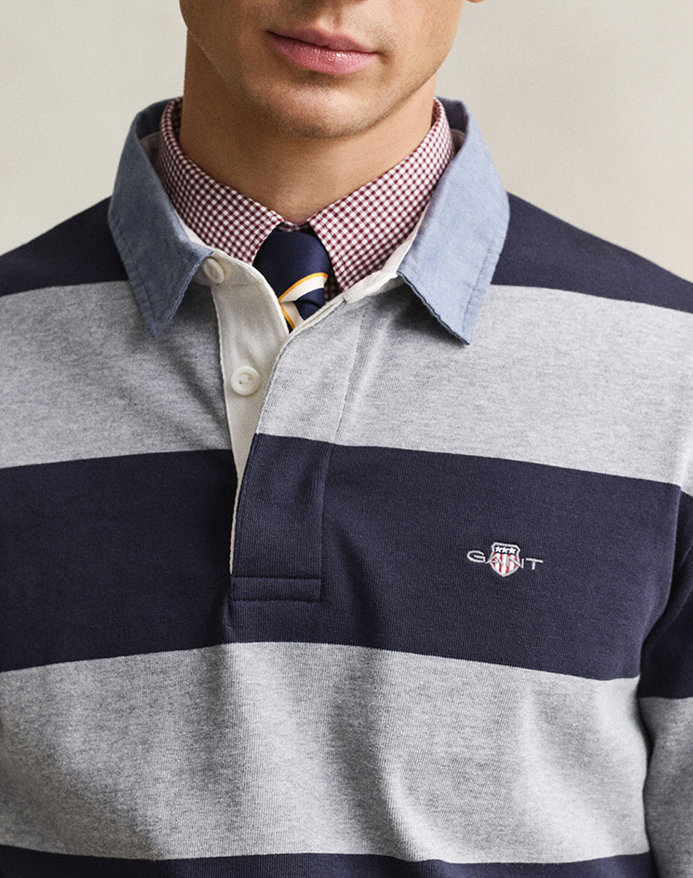 GANT БЛУЗА С ДЪЛЪГ РЪКАВ REG CHAMBRAY STRIPE HEAVY RUGGER
