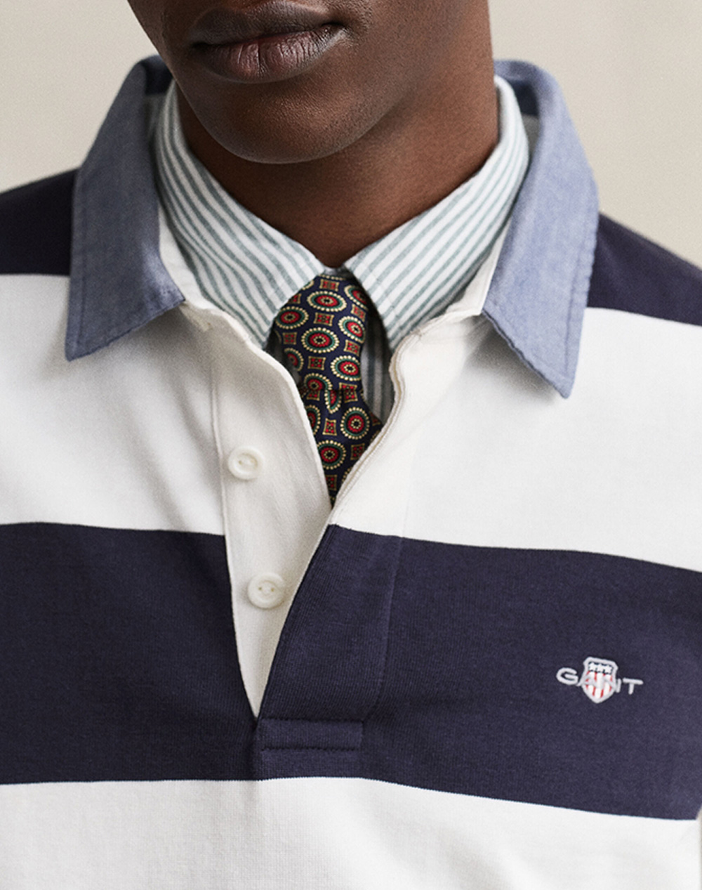 GANT БЛУЗА С ДЪЛЪГ РЪКАВ REG CHAMBRAY STRIPE HEAVY RUGGER