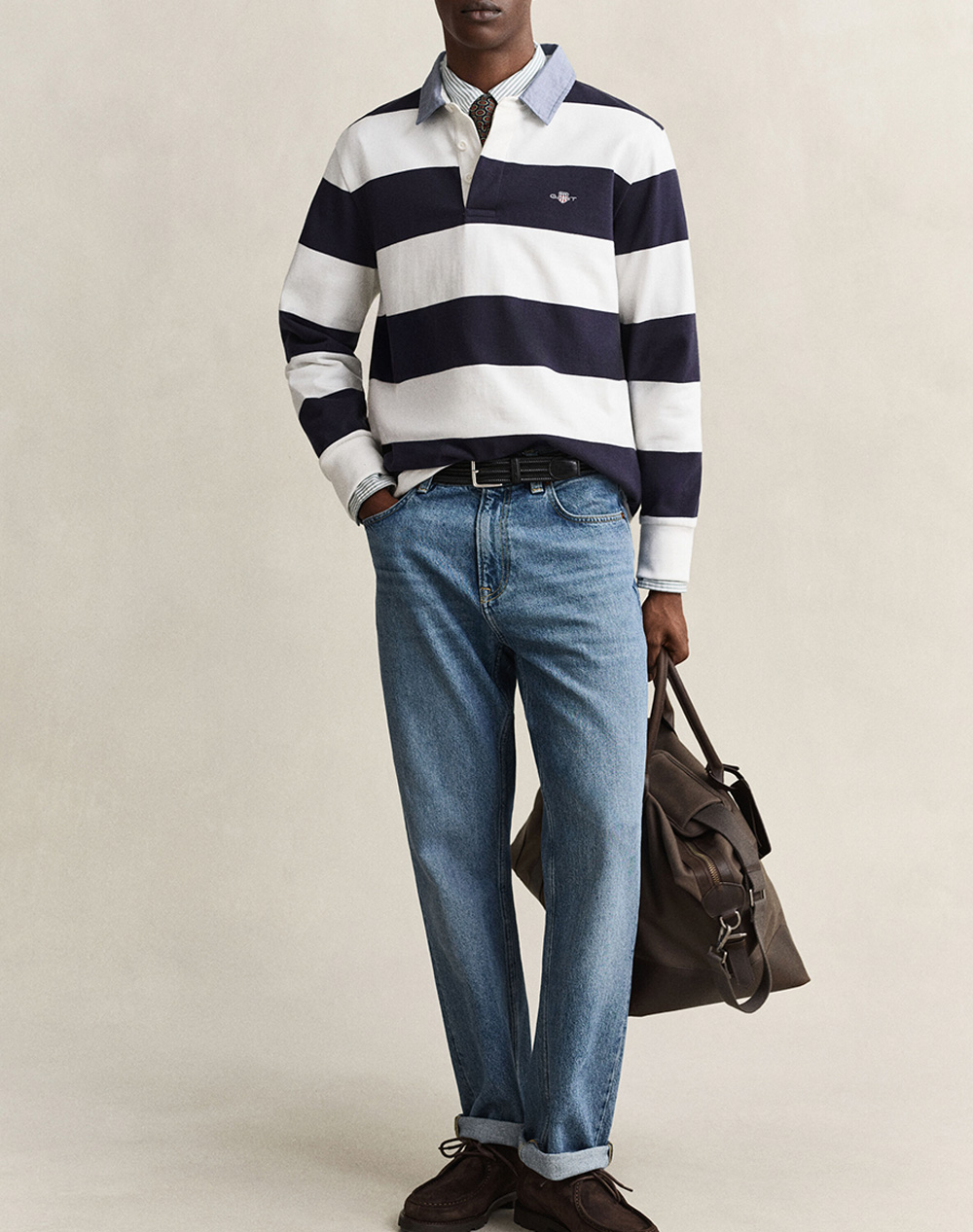 GANT БЛУЗА С ДЪЛЪГ РЪКАВ REG CHAMBRAY STRIPE HEAVY RUGGER